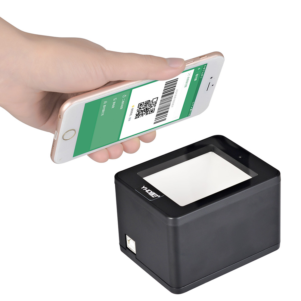 1D Qr Code Scanner Desktop Hands Free YHD-9800D Wired 2D Barcode Scanner