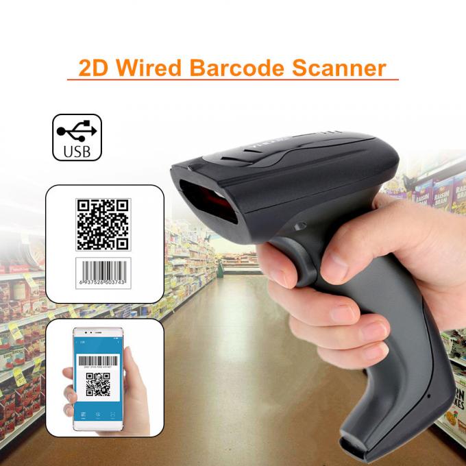 Wired QR Code Scanner 1D 2D USB Barcode Scanner For Supermarket Warehouse