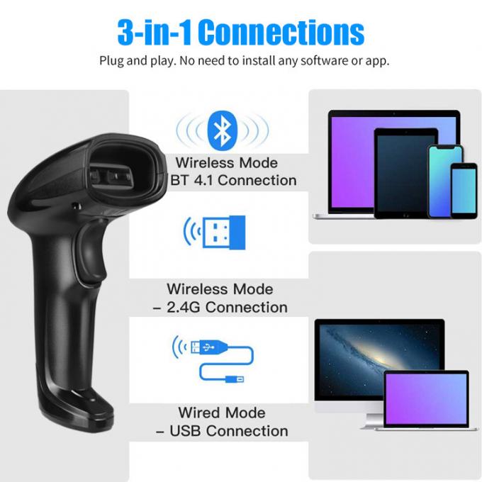Cordless Long Range Barcode Scanner 1D Laser 2.4G Wireless Qr Code Reader